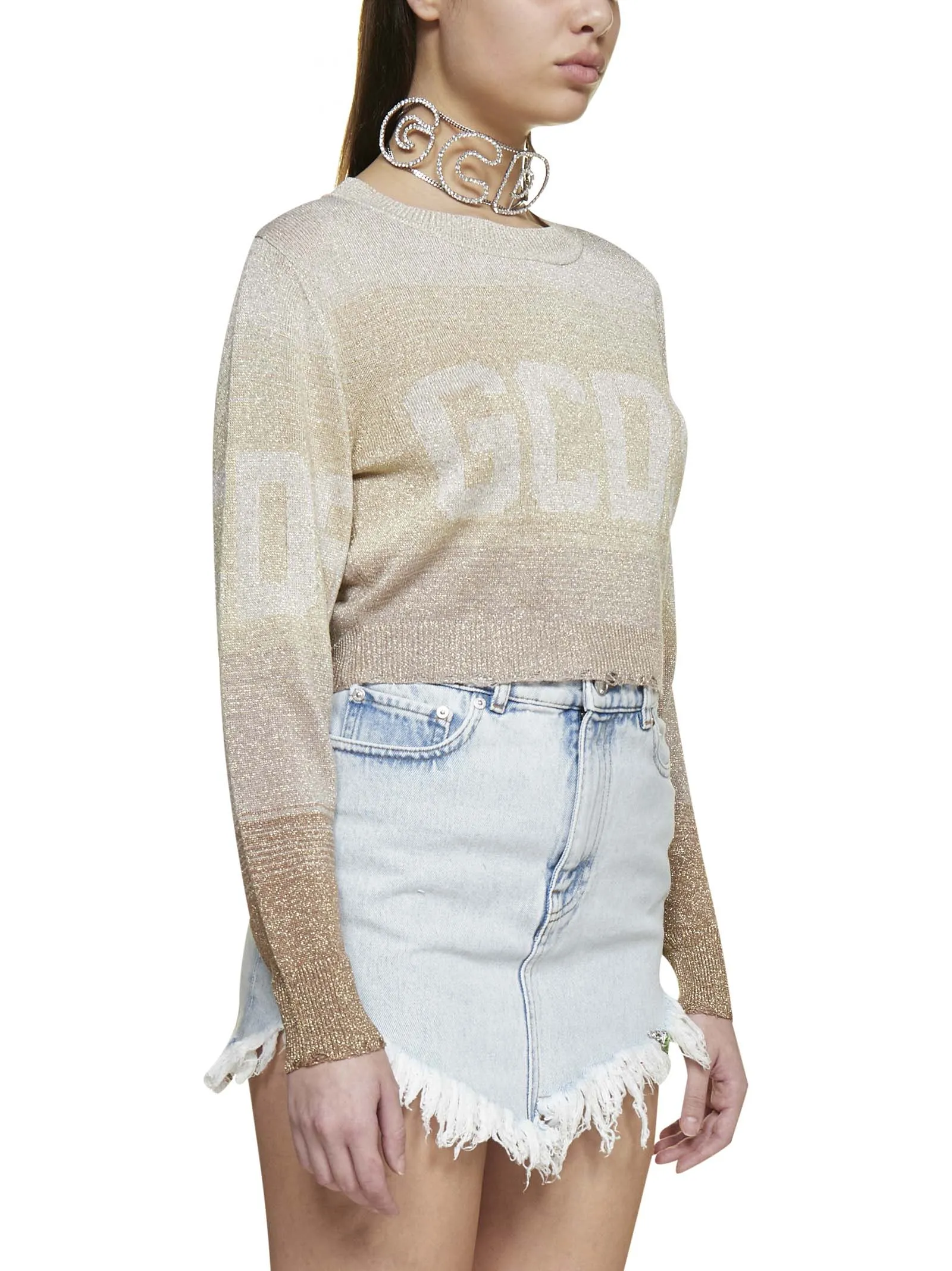 GCDS Bling Mini Denim Skirt