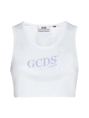 GCDS Logo Printed Cropped Tank Top