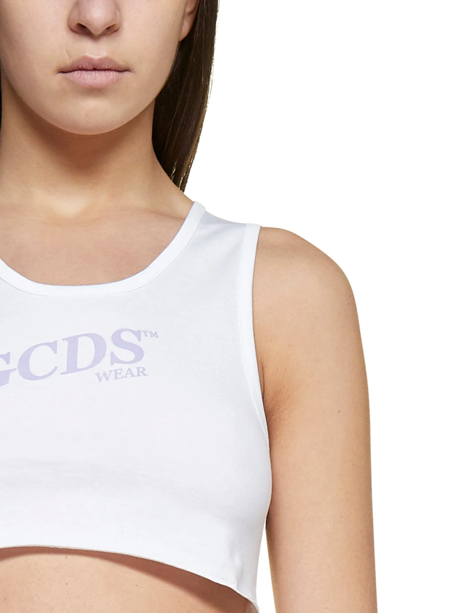 GCDS Logo Printed Cropped Tank Top