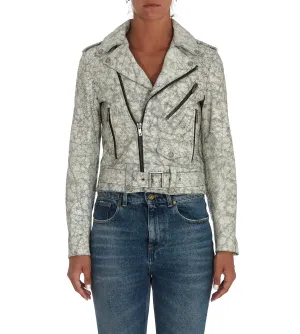 Golden Goose Deluxe Brand Cracked Effect Leather Biker Jacket
