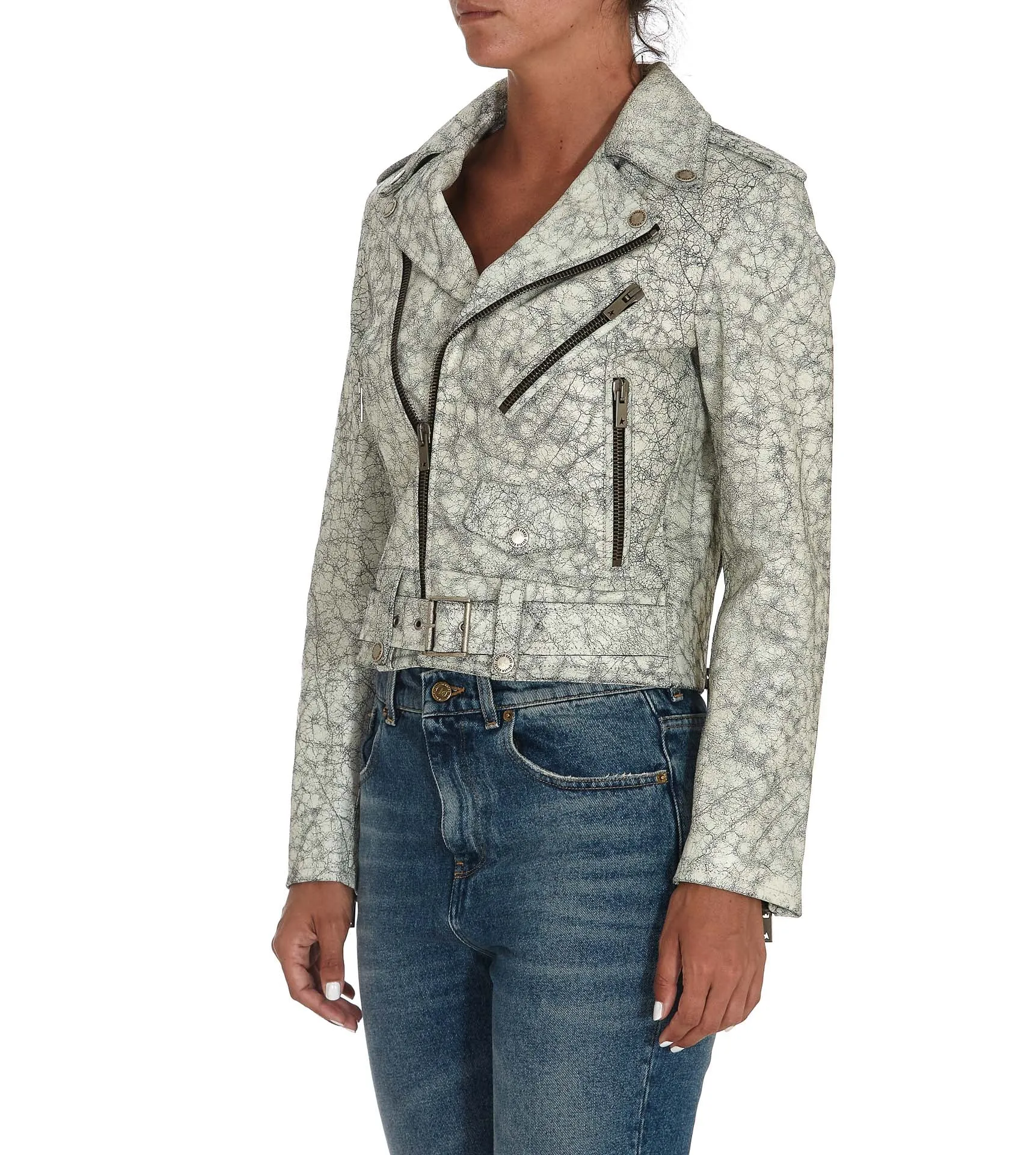 Golden Goose Deluxe Brand Cracked Effect Leather Biker Jacket