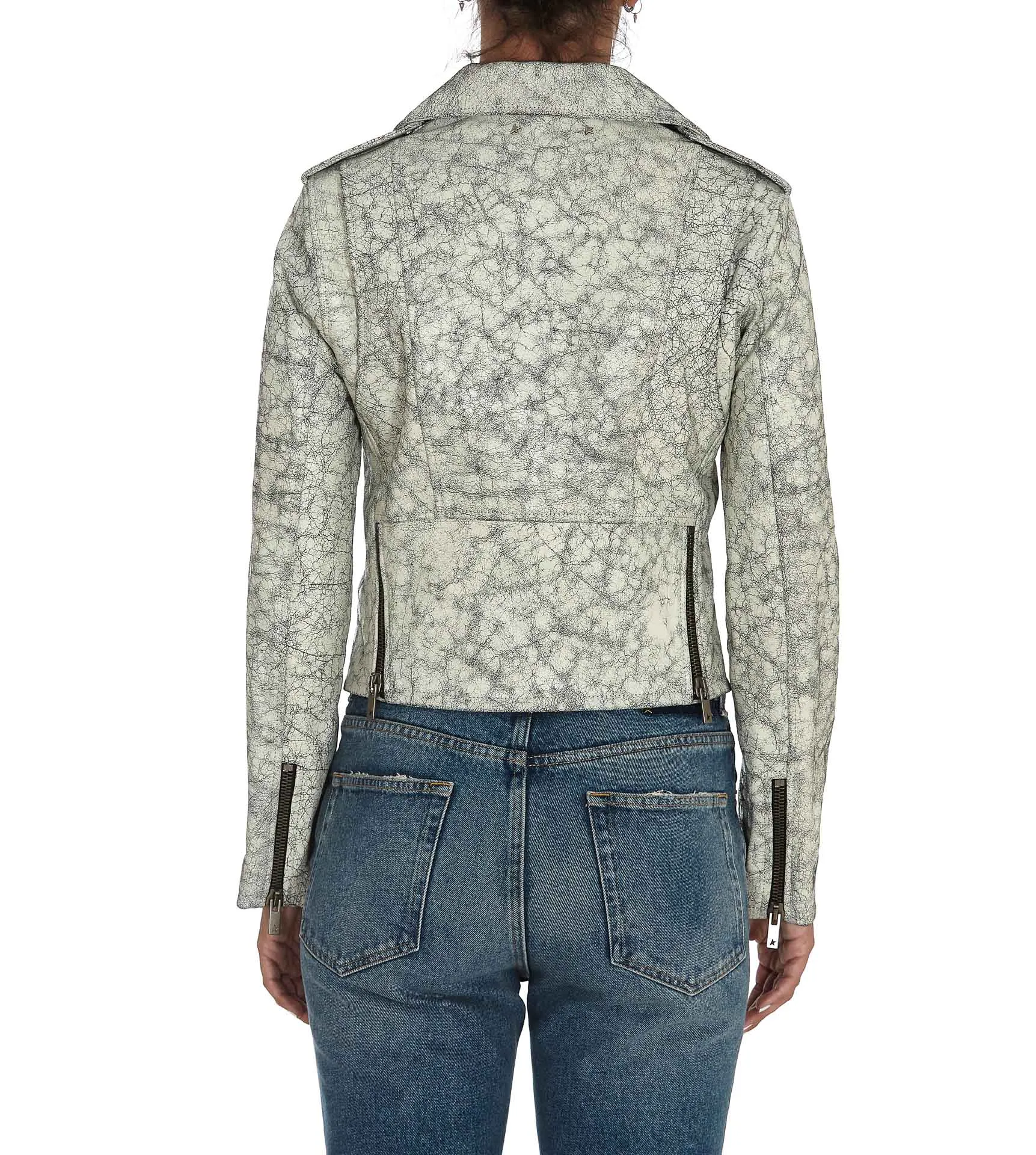 Golden Goose Deluxe Brand Cracked Effect Leather Biker Jacket