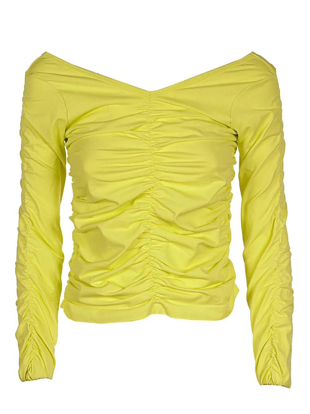 Helmut Lang Ruched V-Neck Long Sleeved Top