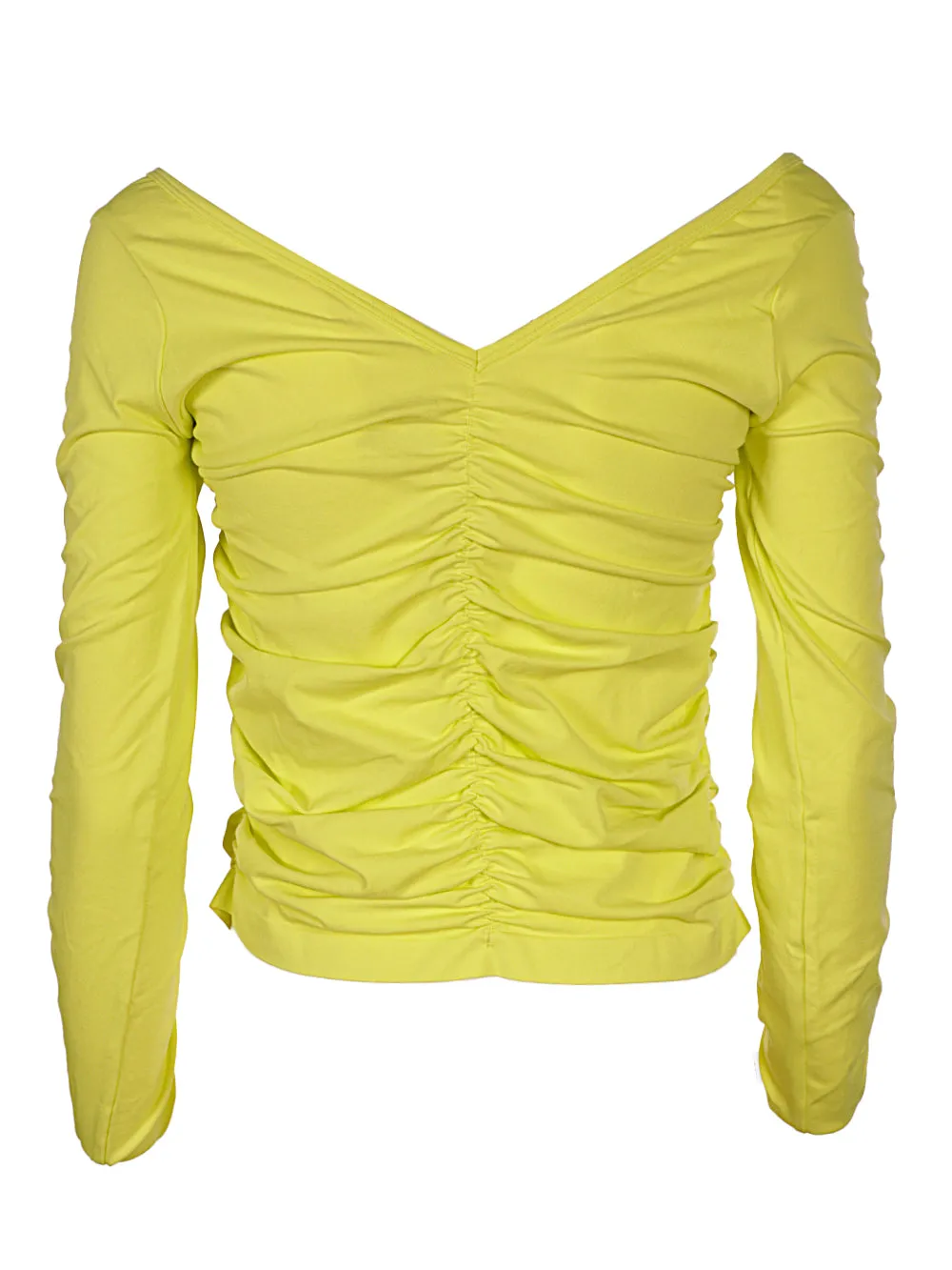 Helmut Lang Ruched V-Neck Long Sleeved Top