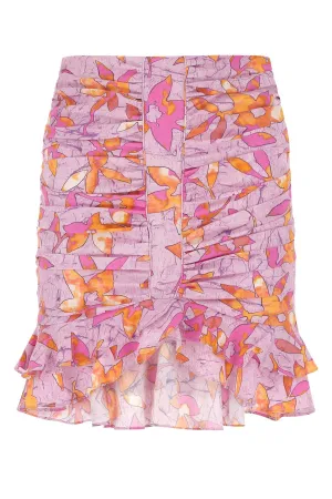 Isabel Marant Allover Floral Print Ruffled Mini Skirt