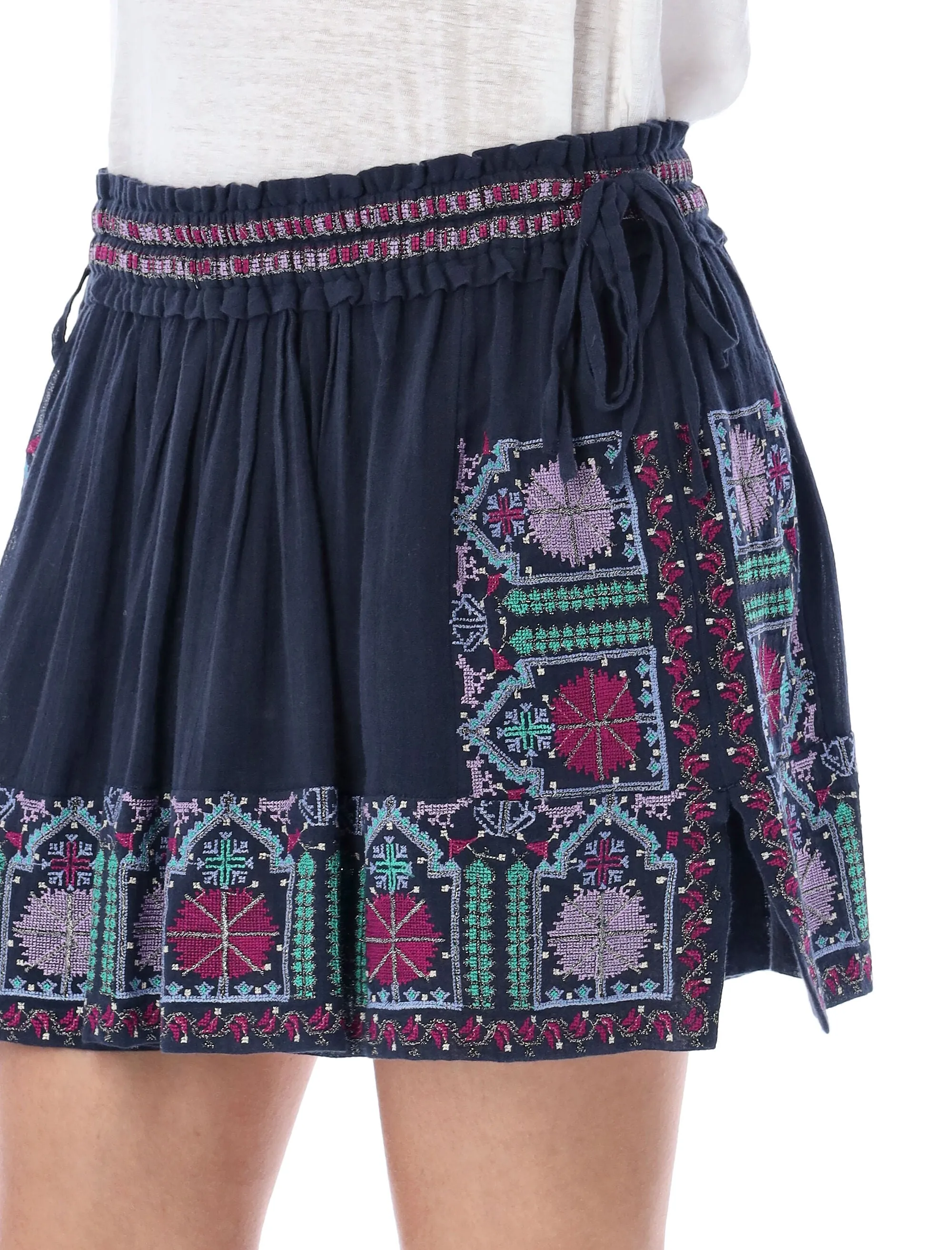 Isabel Marant High Waist Embroidered Mini Skirt
