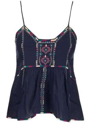 Isabel Marant toile Embroidered Flared V-Neck Vest Top