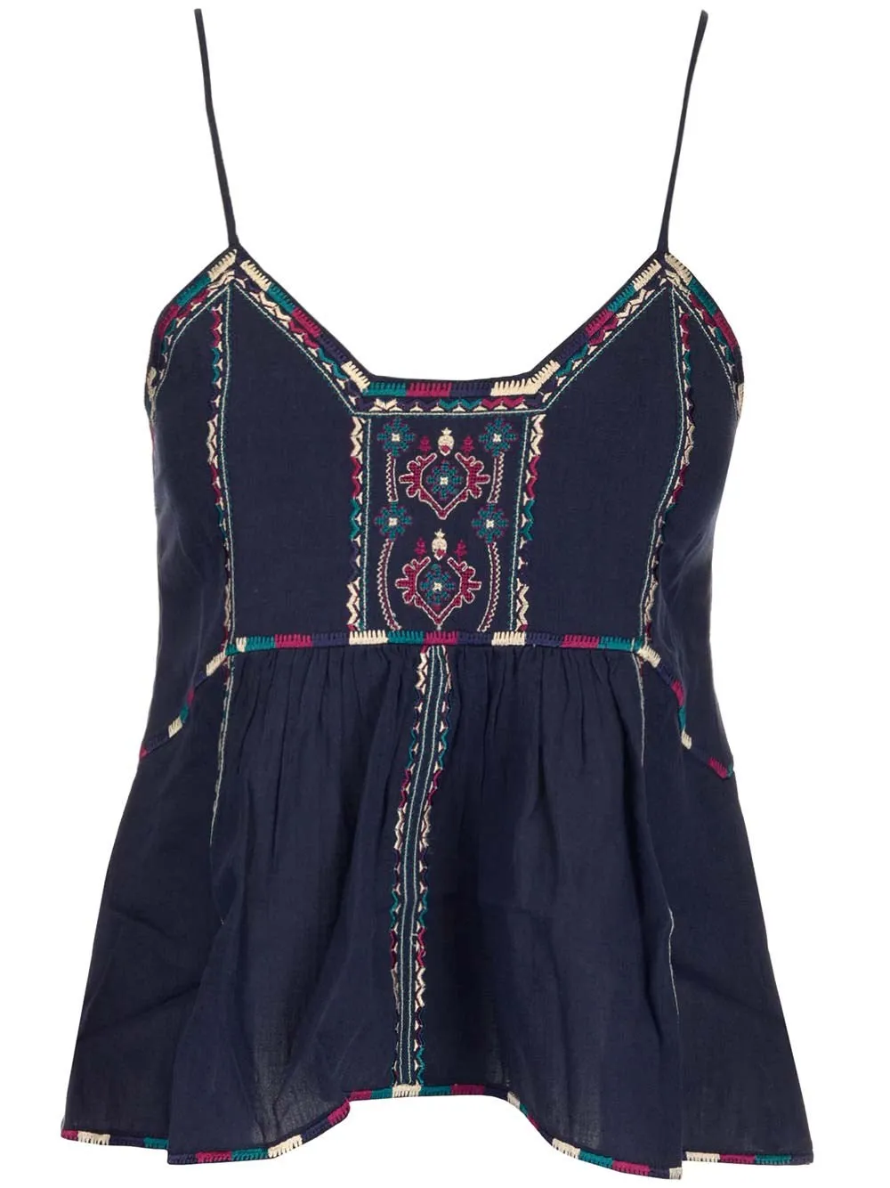 Isabel Marant toile Embroidered Flared V-Neck Vest Top