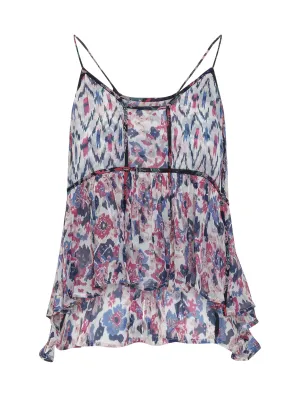 Isabel Marant toile Floral-Print Ruffled Scoop Neck Top