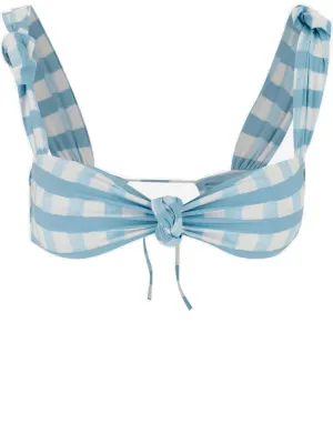 Jacquemus Plaid Pattern Knotted Bikini Top