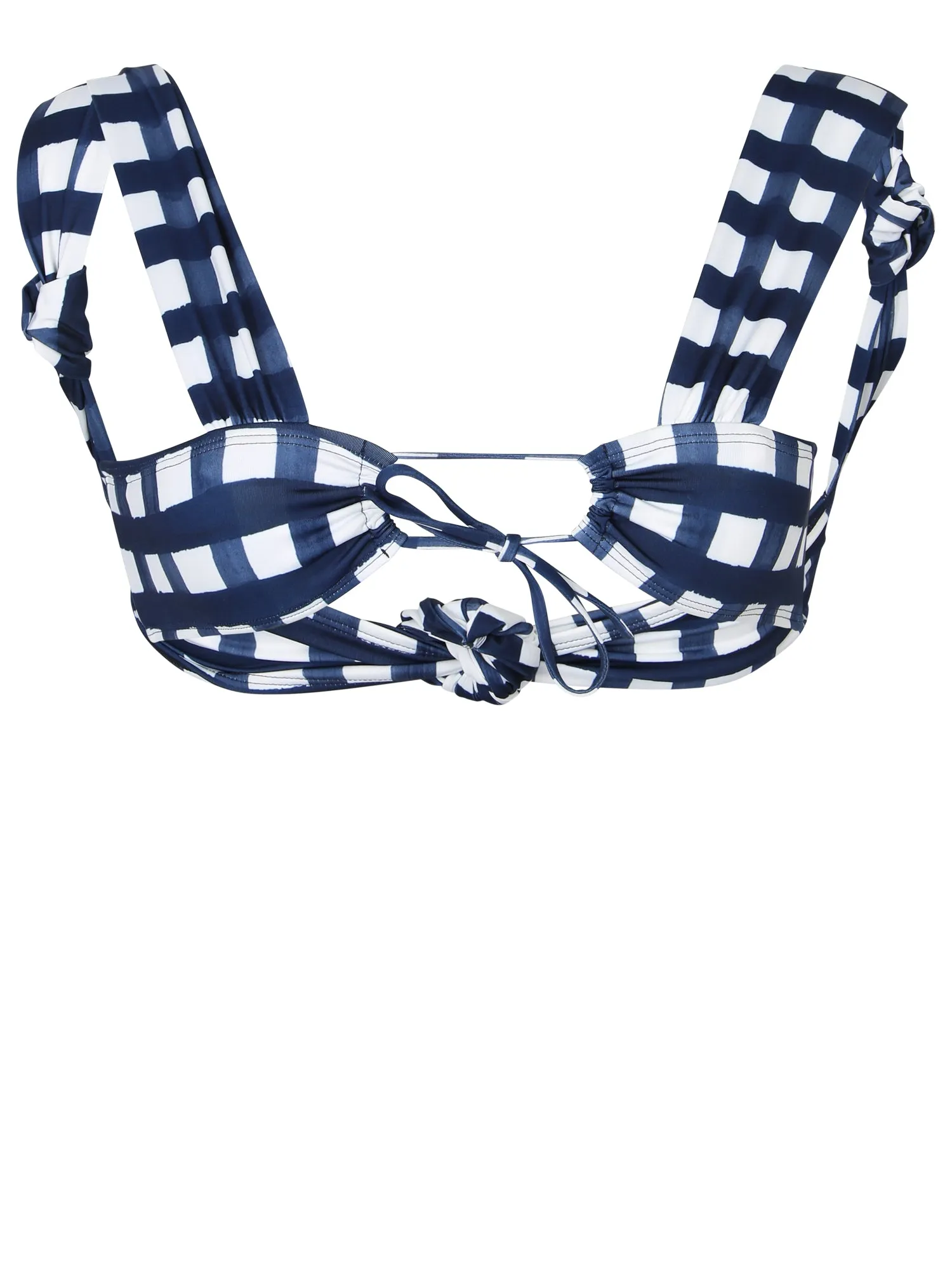 Jacquemus Plaid Pattern Knotted Bikini Top