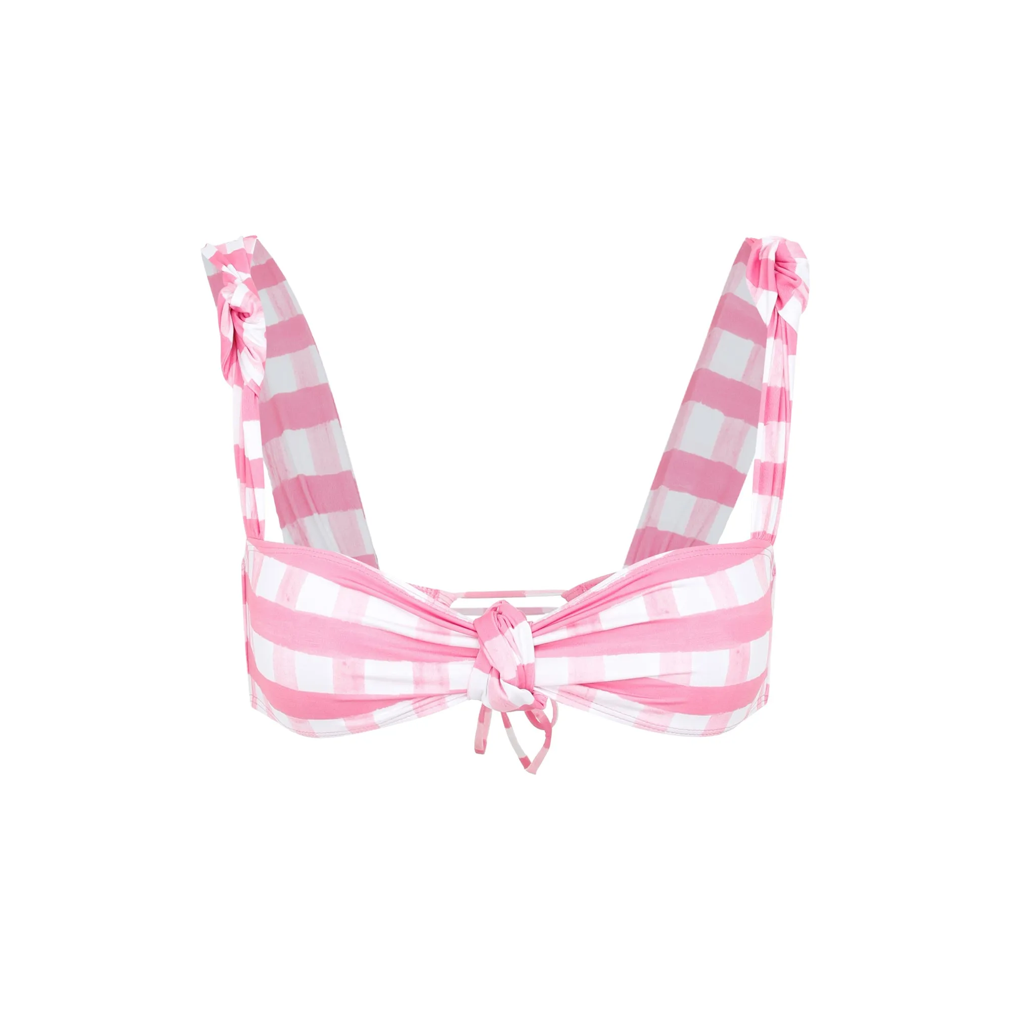 Jacquemus Plaid Pattern Knotted Bikini Top