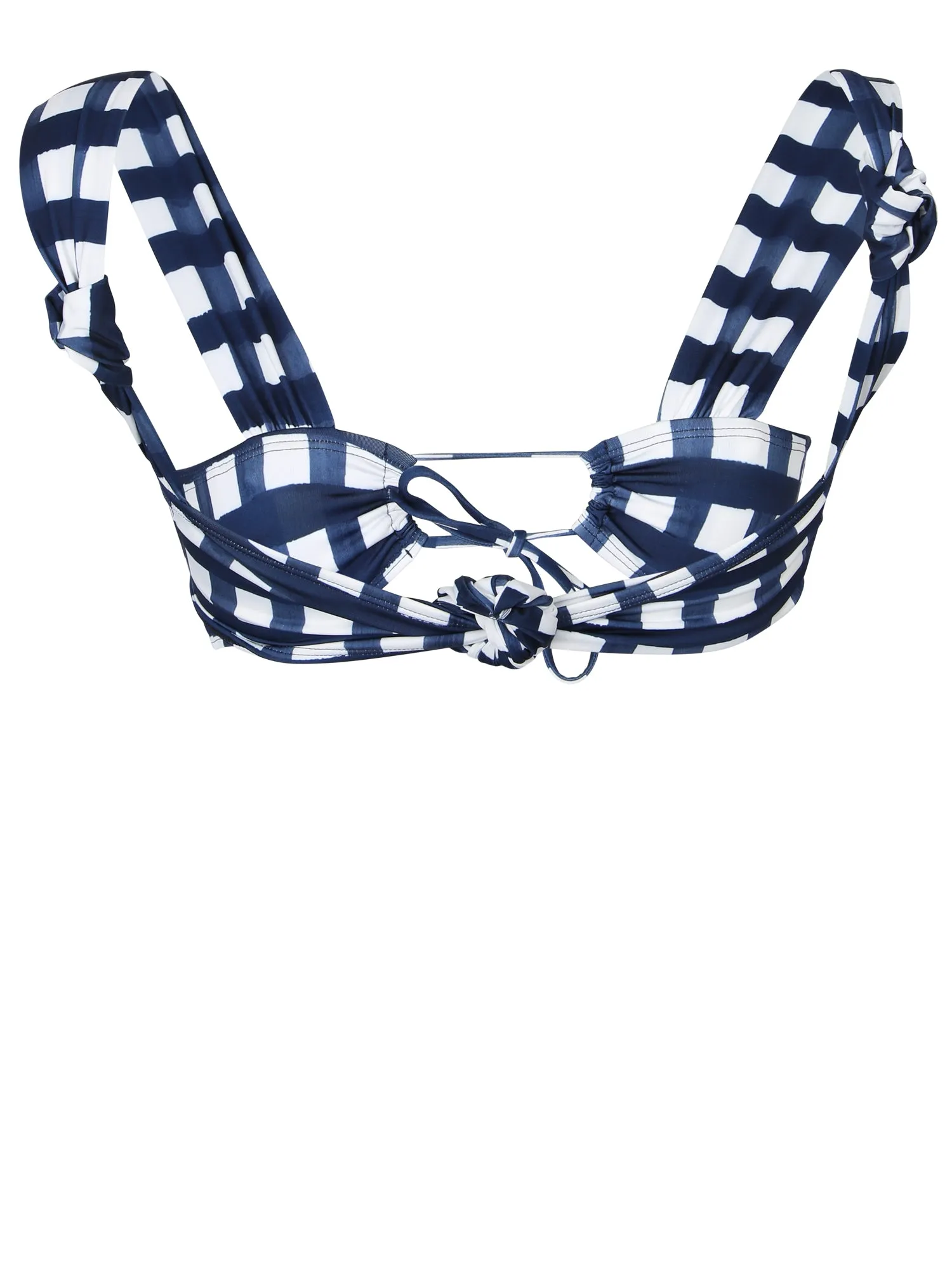Jacquemus Plaid Pattern Knotted Bikini Top