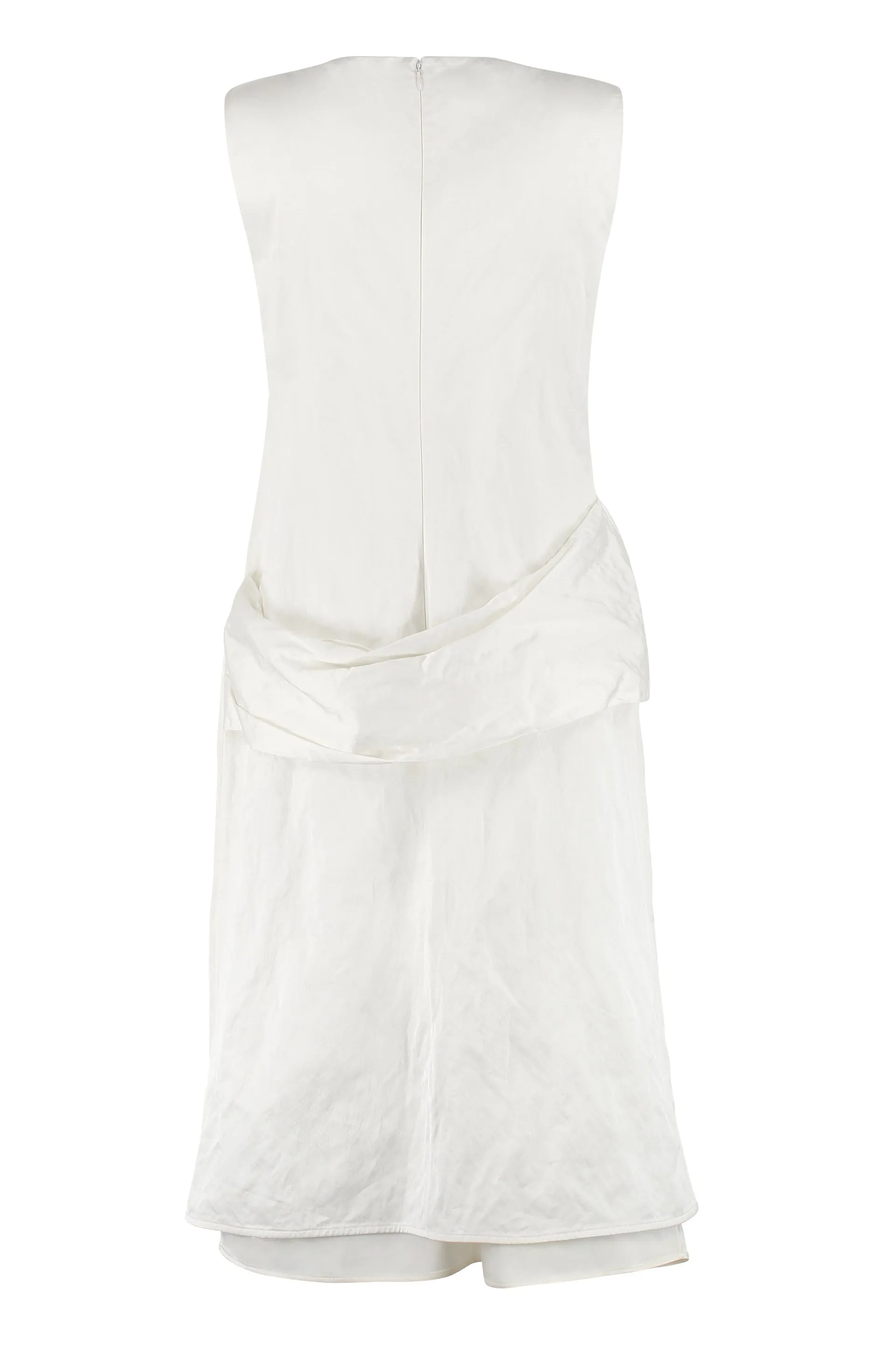 Jil Sander Draped Detail V-Neck Sleeveless Midi Dress