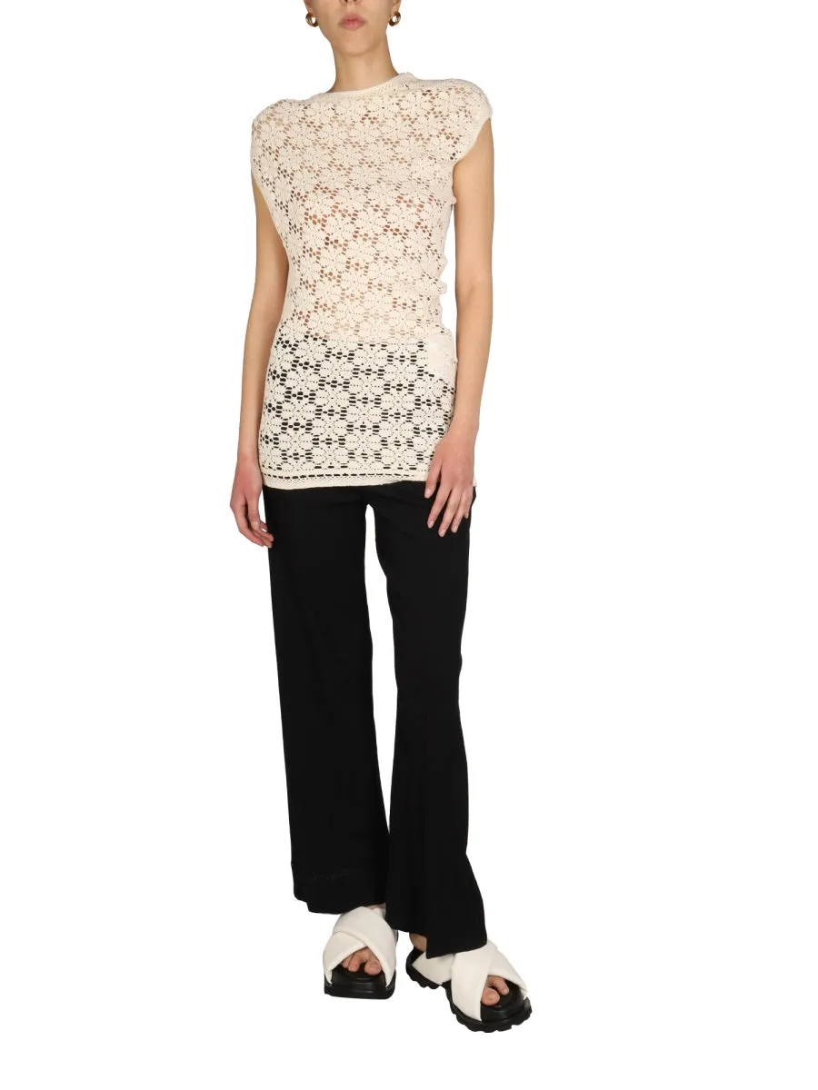 Jil Sander Lace-Detail High Neck Top