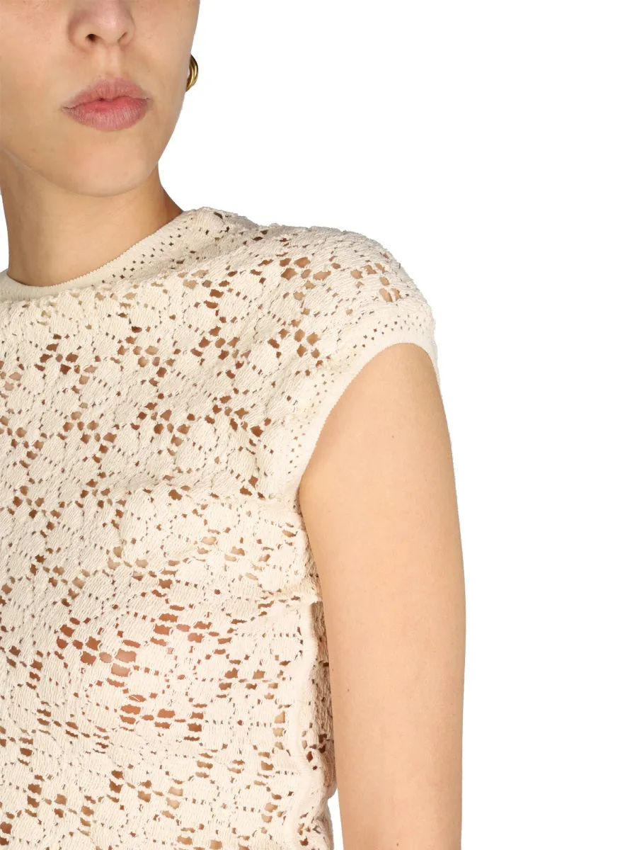 Jil Sander Lace-Detail High Neck Top