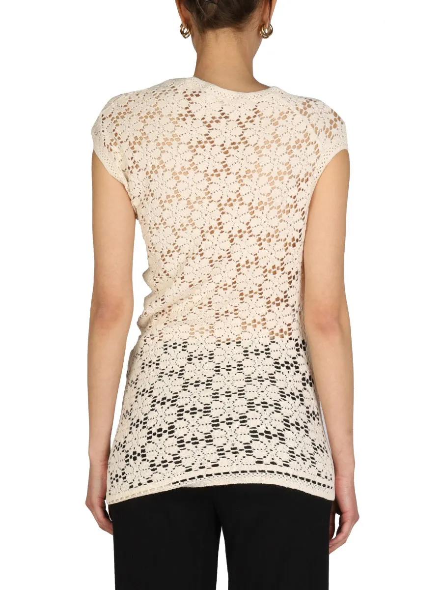 Jil Sander Lace-Detail High Neck Top