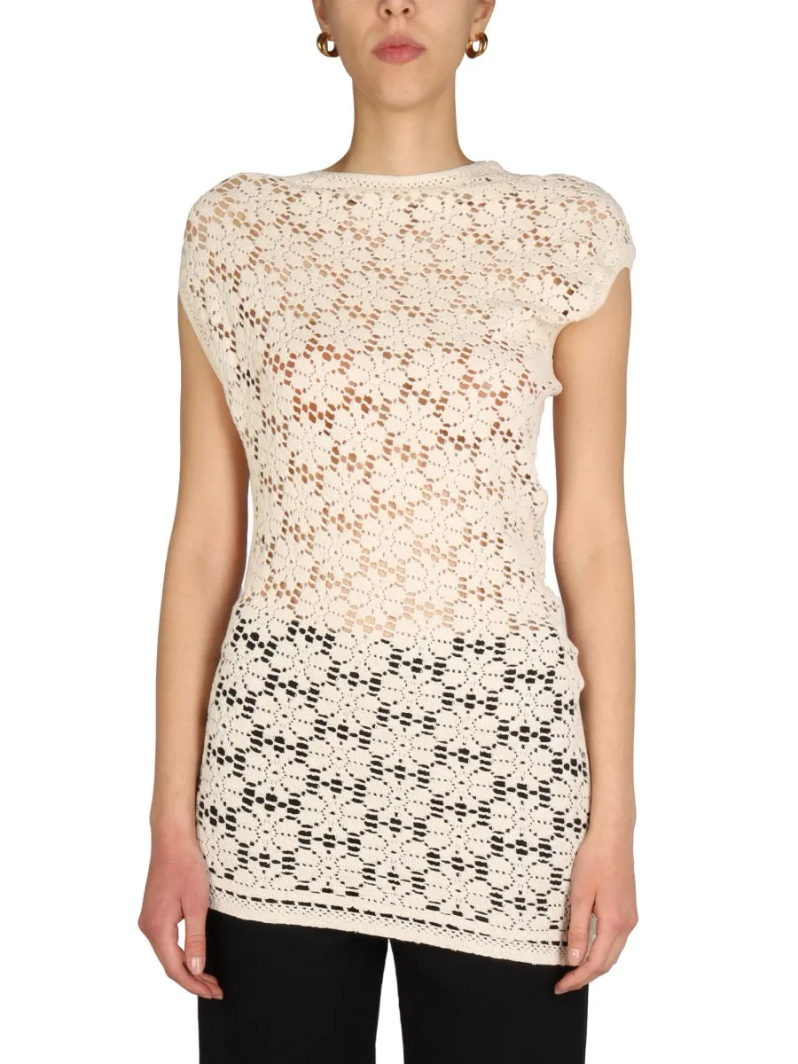 Jil Sander Lace-Detail High Neck Top
