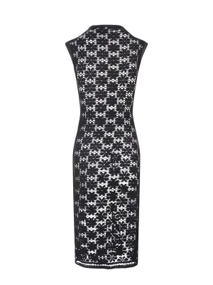 Jil Sander Mock-Neck Floral Embroidered Dress