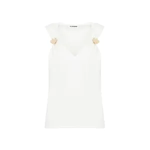Jil Sander Sleeveless Brooch-Detailed Tank Top
