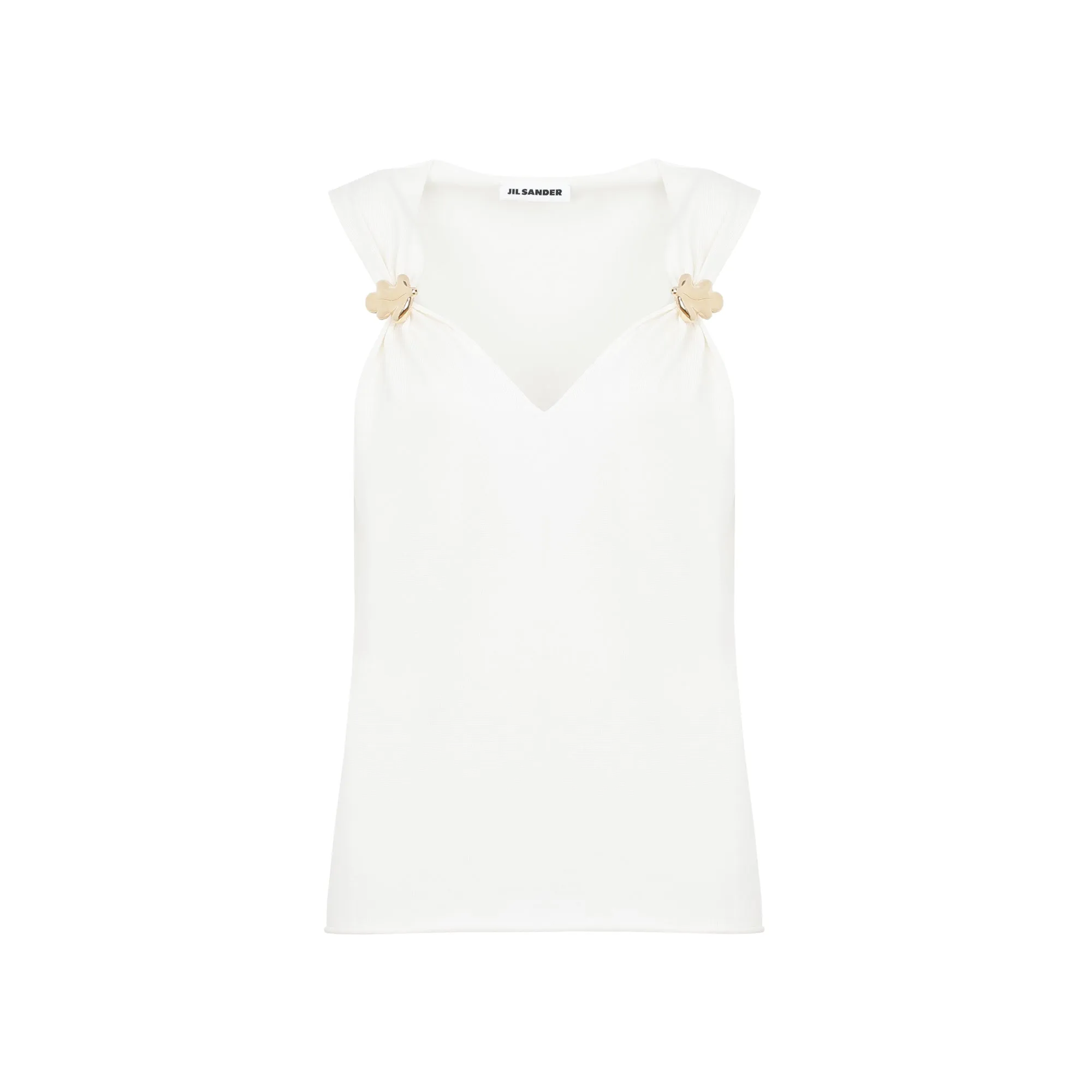 Jil Sander Sleeveless Brooch-Detailed Tank Top