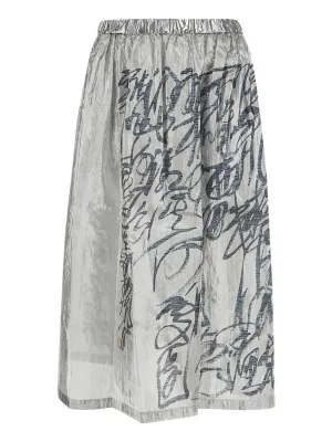 Junya Watanabe Graphic Print Metallic Midi Skirt