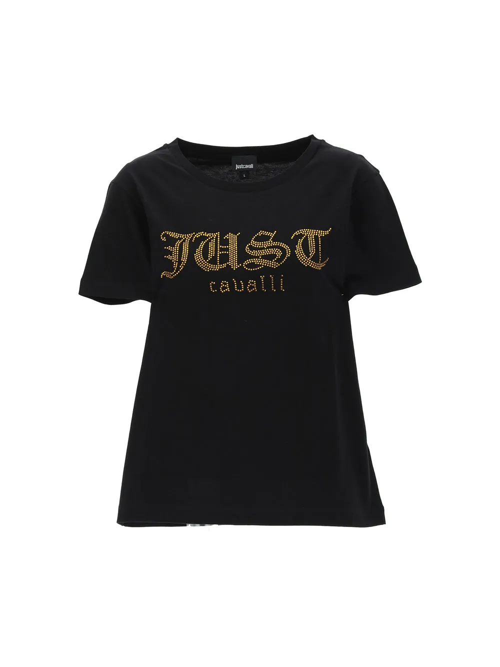 Just Cavalli Crystal Embellished Logo Print Crewneck T-Shirt