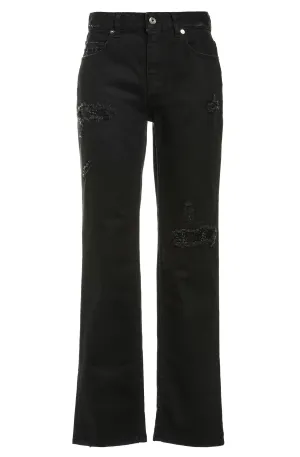 Just Cavalli Distressed Straight Leg Pants
