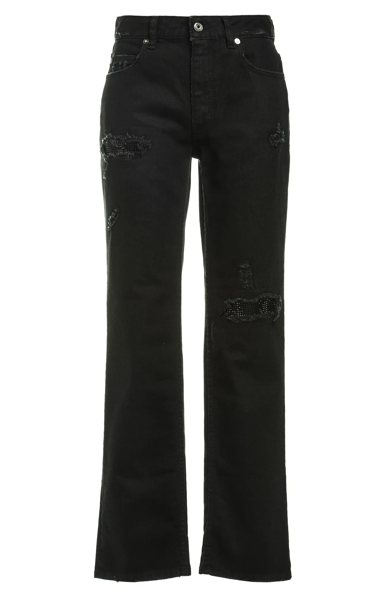 Just Cavalli Distressed Straight Leg Pants