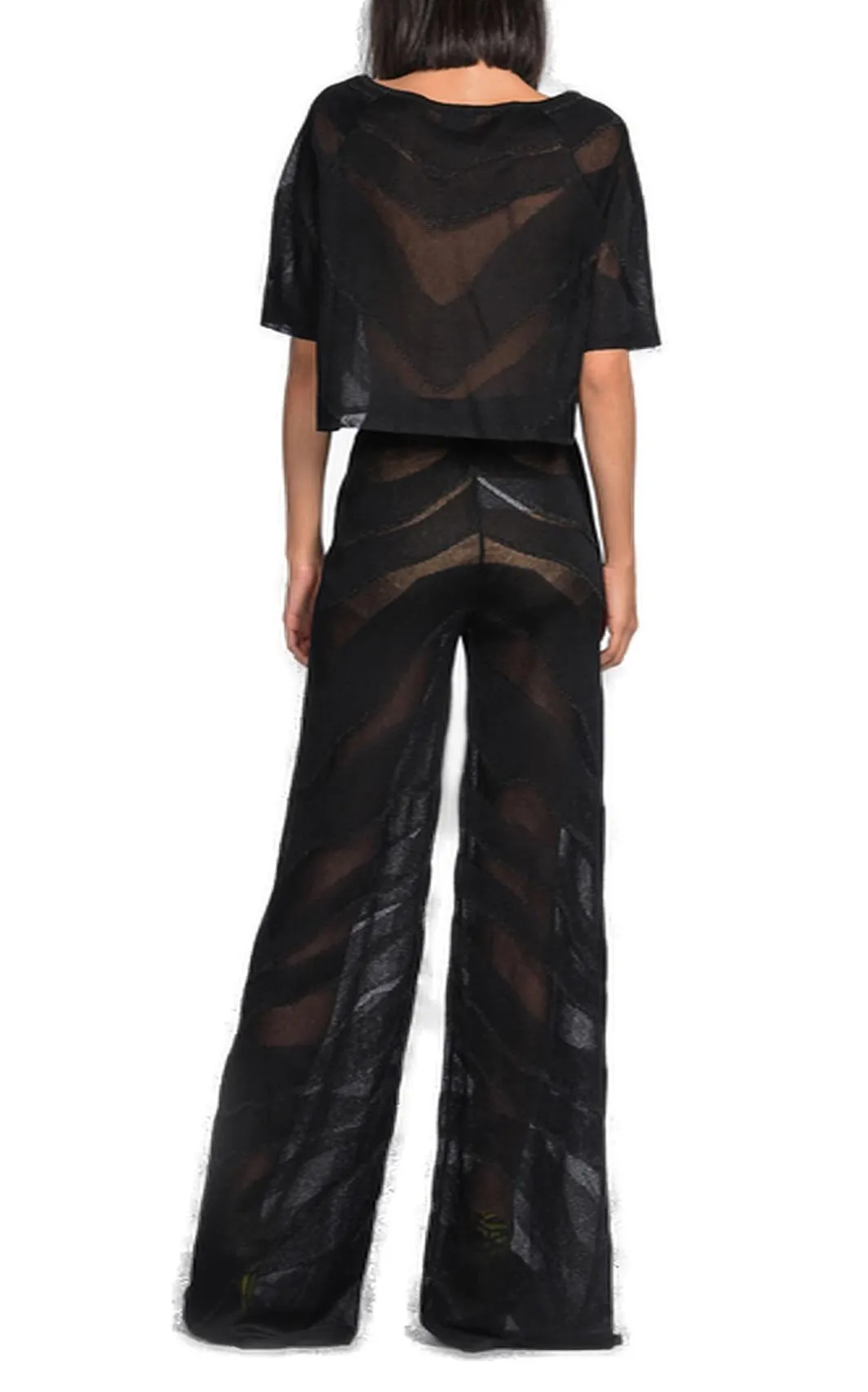 Just Cavalli Semi Sheer Short Sleeved Cropped Top