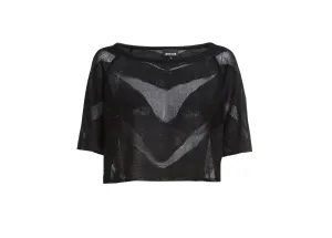 Just Cavalli Semi Sheer Short Sleeved Cropped Top
