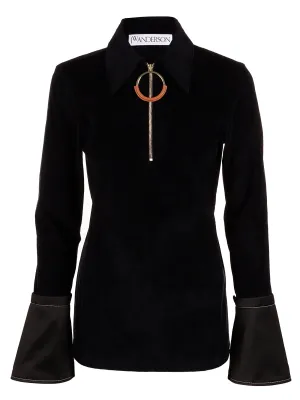 JW Anderson Half-Zipped Bell-Sleeve Top