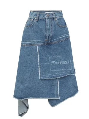 JW Anderson High Waist Asymmetric Denim Skirt