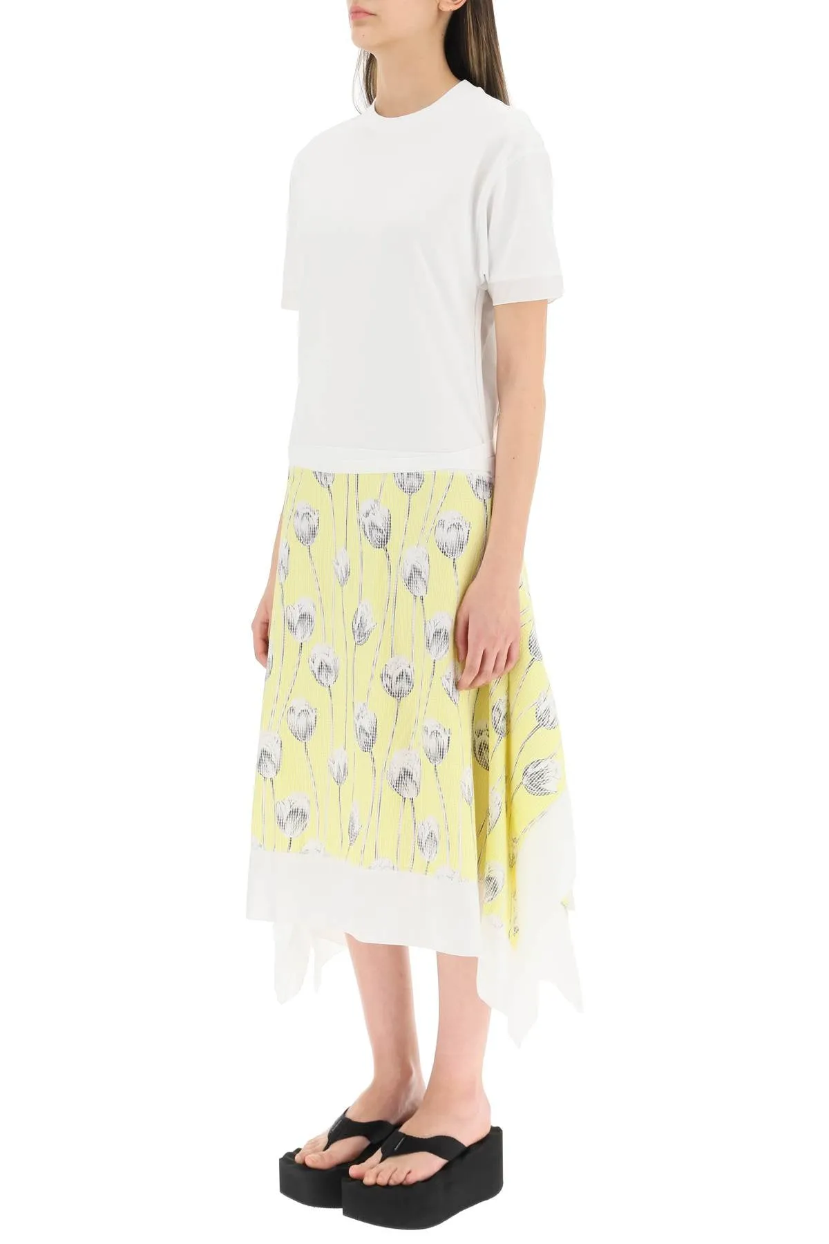 Kenzo Floral Printed Drawstring Crewneck Dress