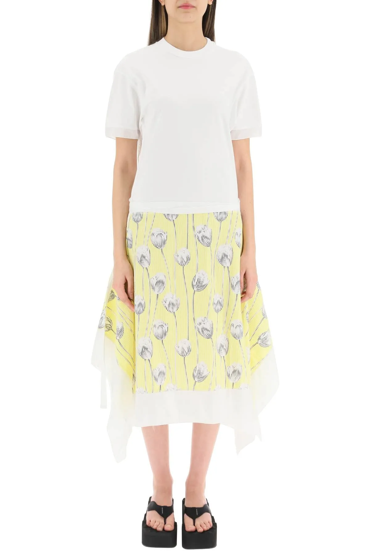 Kenzo Floral Printed Drawstring Crewneck Dress