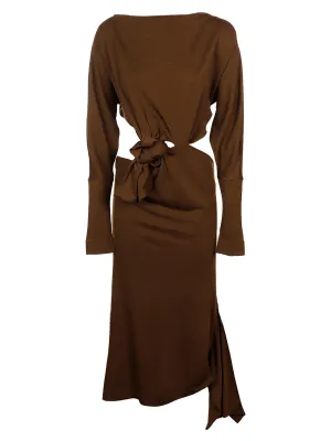 Khaite Knot Detailed Asymmetric Midi Dress