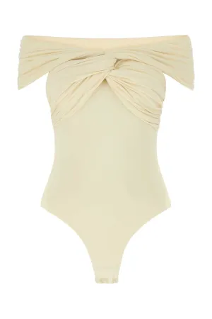 Khaite Off-Shoulder Pleated Top