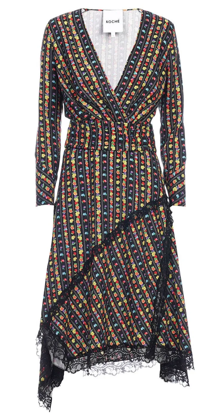 Koch Allover Floral Printed V-Neck Dress
