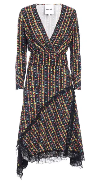 Koch Allover Floral Printed V-Neck Dress