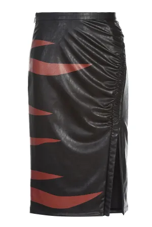 Koch Striped Side Slit Midi Skirt
