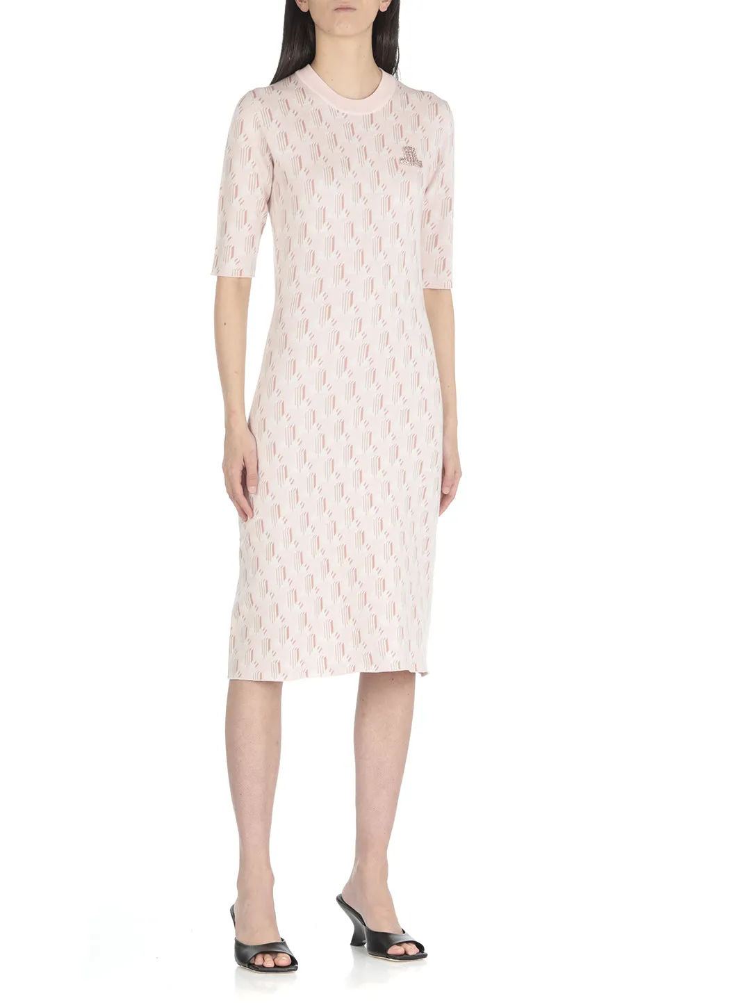 Lanvin Monogram Rhinestone Logo Embellished Dress