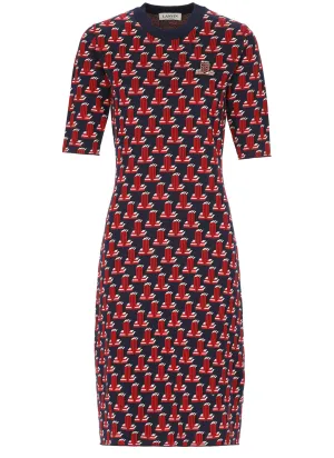 Lanvin Monogram Rhinestone Logo Embellished Dress