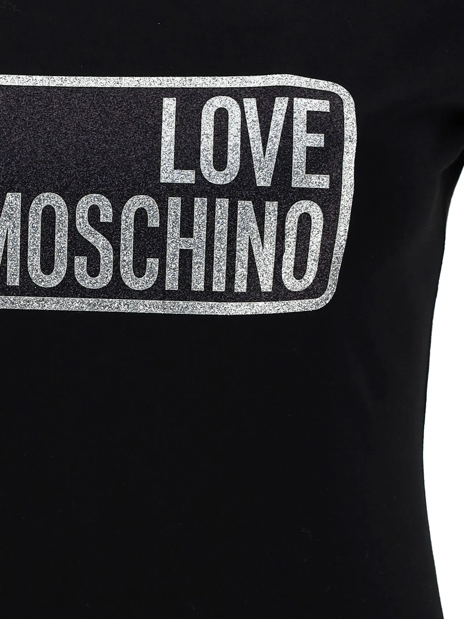 Love Moschino Glitter Logo Printed Crewneck T-Shirt