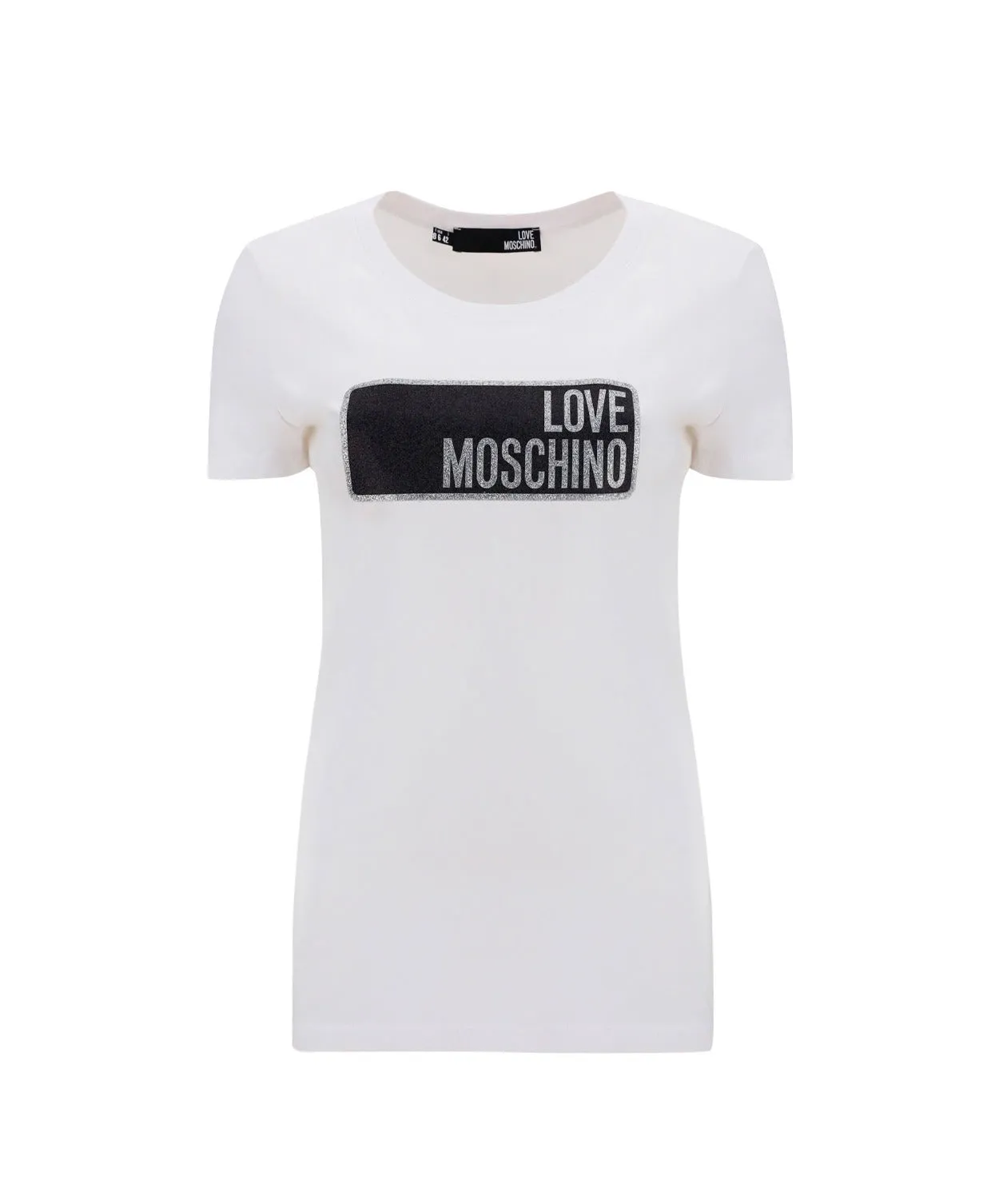 Love Moschino Glitter Logo Printed Crewneck T-Shirt