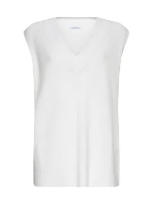 Malo V-Neck Ribbed Edge Knitted Top