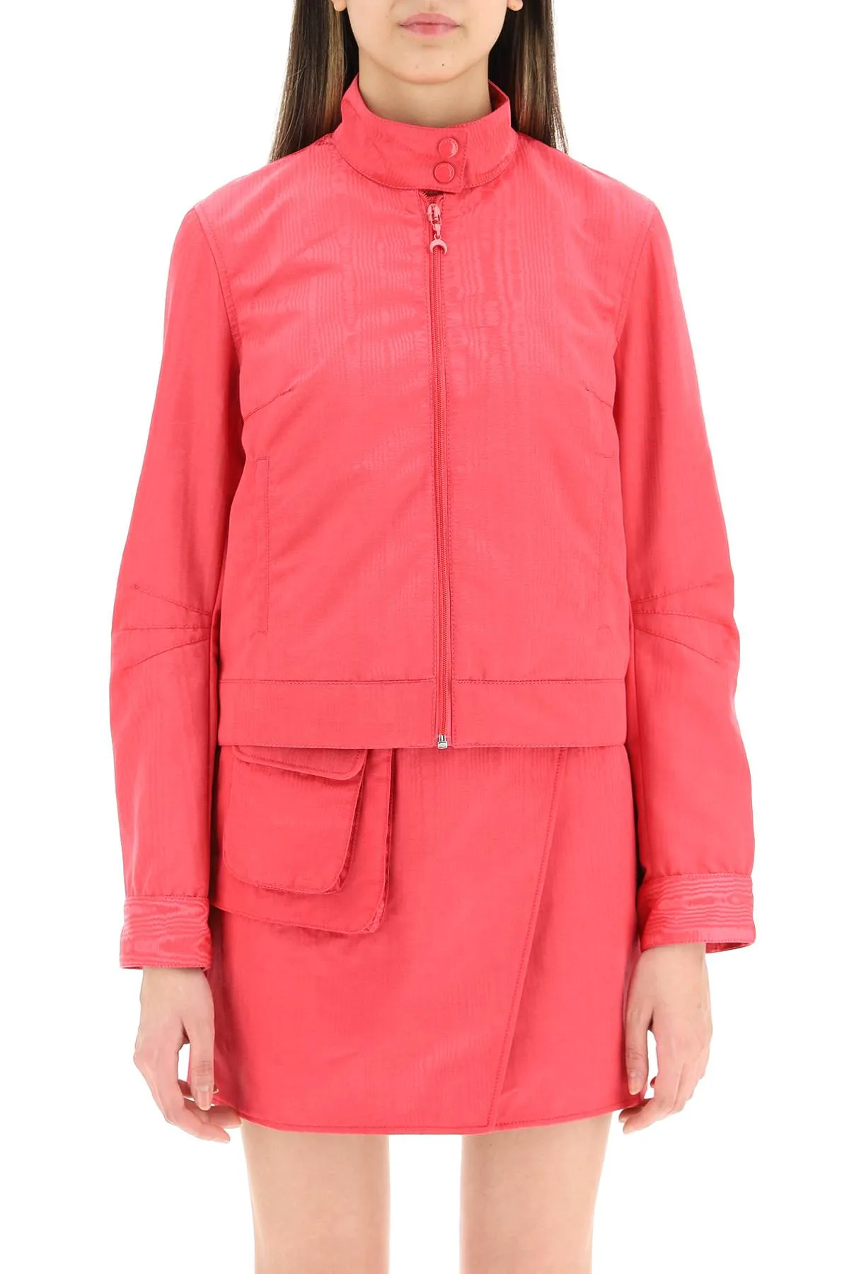 Marine Serre Boxy Moire-Effect Zip-Up Jacket