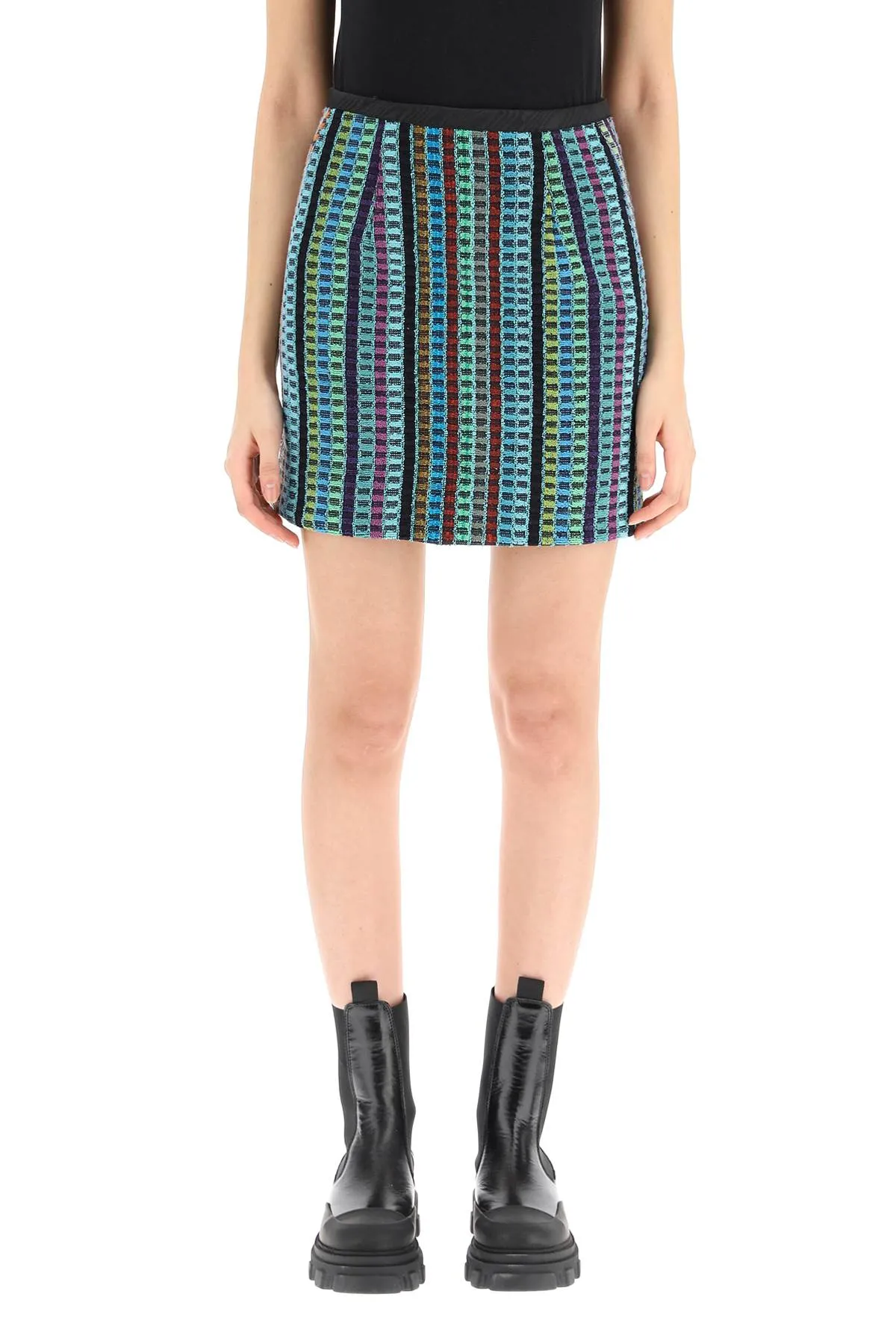 Marine Serre Color Blocked Wrapped Mini Skirt