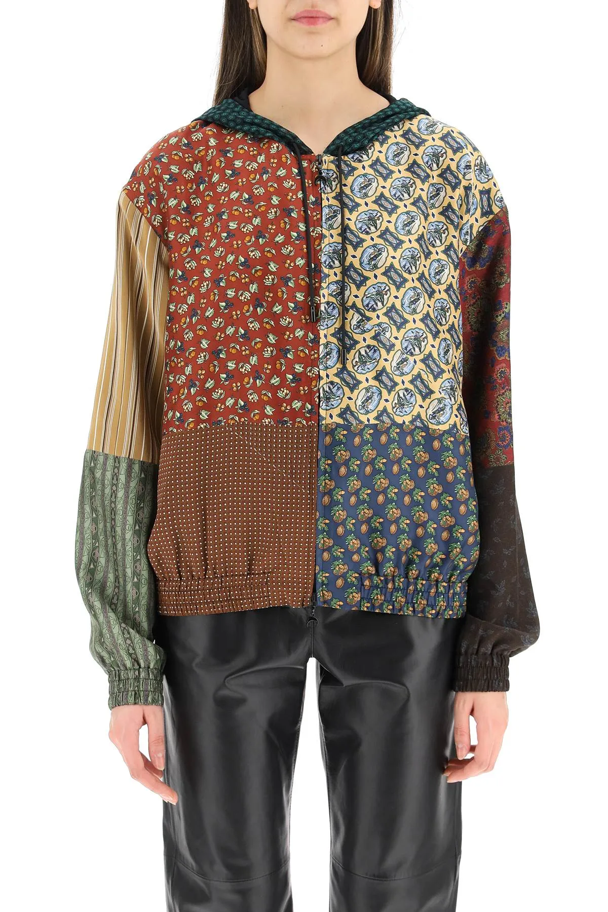 Marine Serre Patchwork Drawstring Jacket