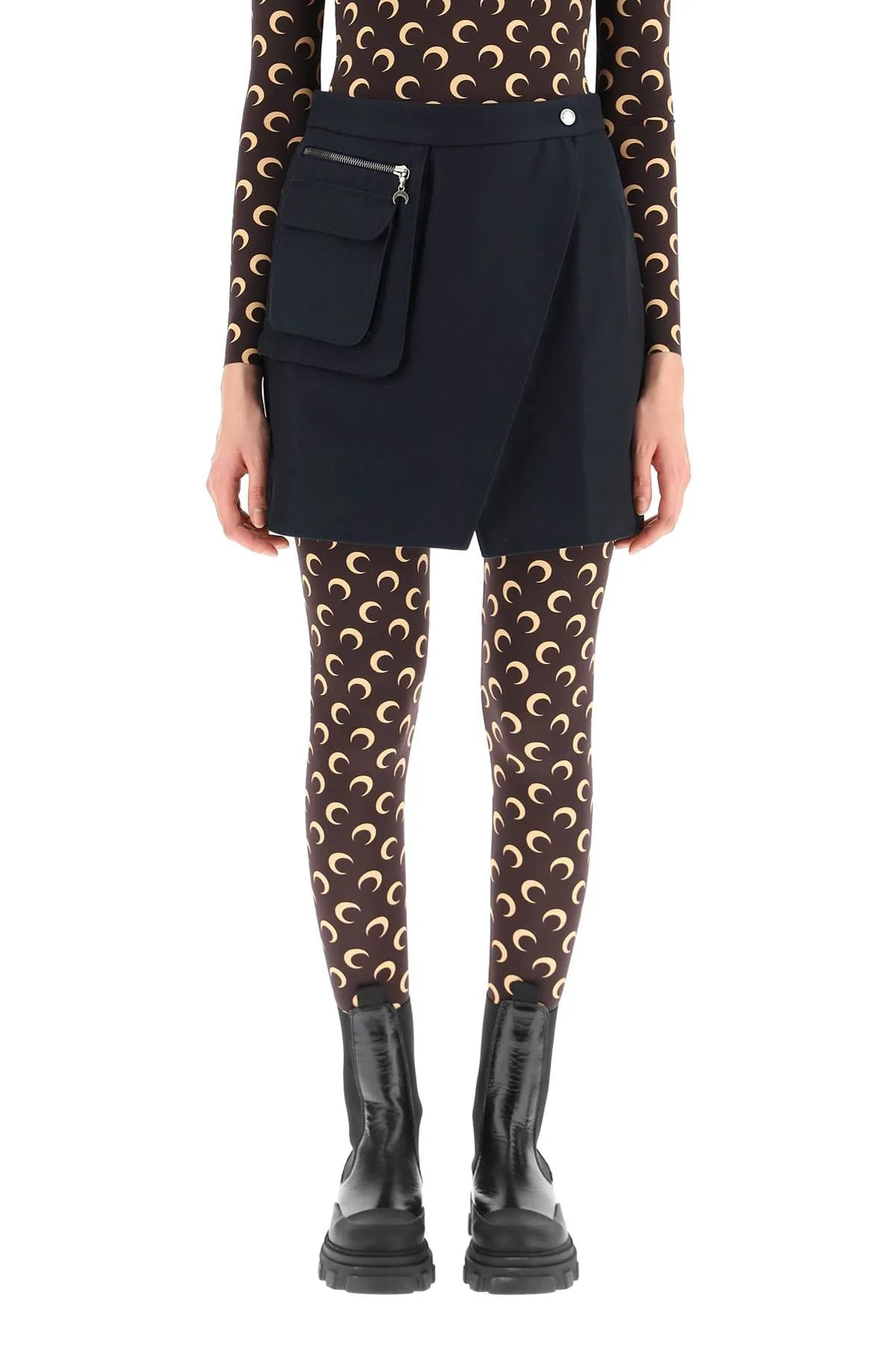 Marine Serre Pocket Detailed Wrap Mini Skirt