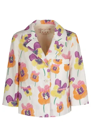 Marni Allover Floral Printed Three-Quarter Sleeved Jacket